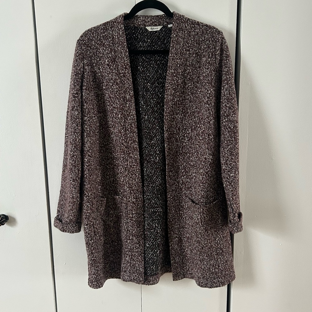 Aubergine Open Front Cardigan
